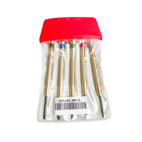 Horotec MSA 01.400-B Set von 5 Spezialschraubendrehern mit Kreuzschlitz