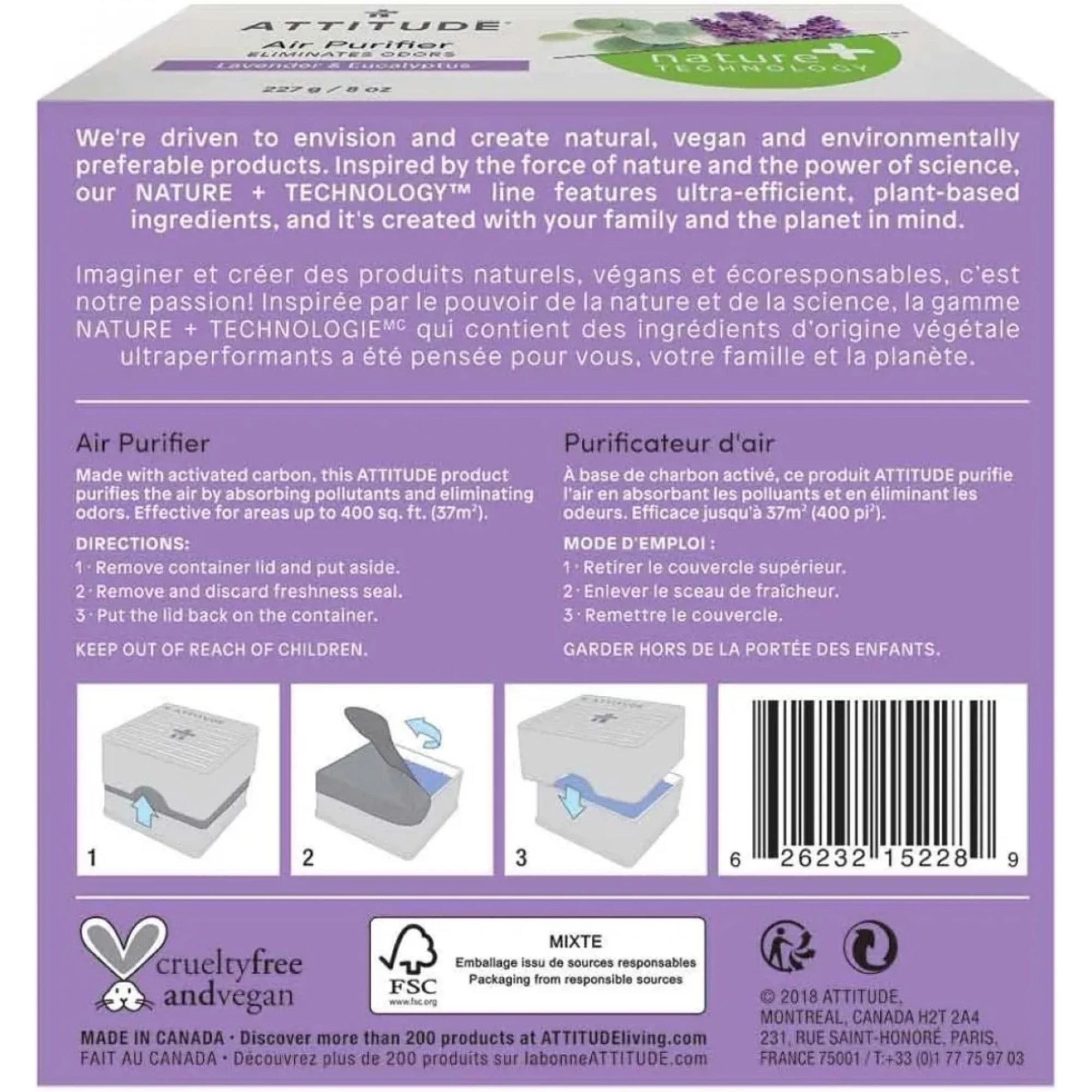 Luftreiniger, Lavendel & Eukalyptus, 227 g, ATTITUDE - Image 6