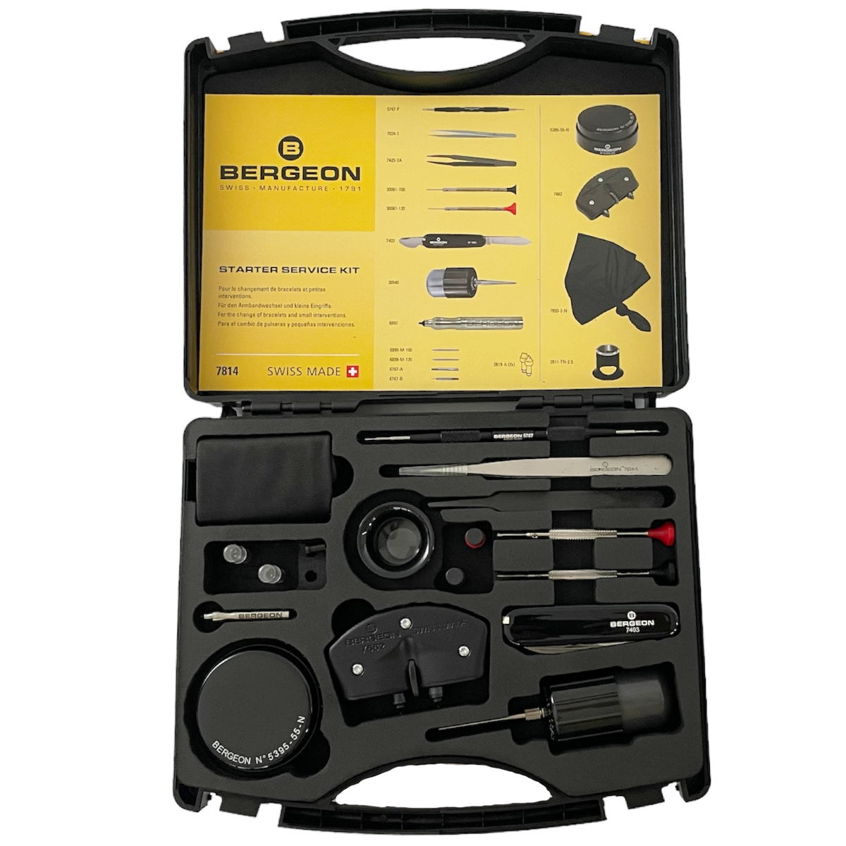 Bergeon 7814 Starter-Service-Set mit 18 Werkzeugen für Uhrmacher