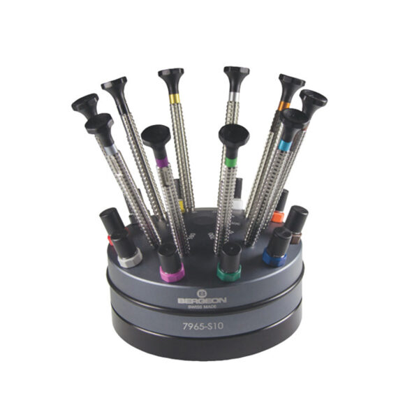 Bergeon 7965-S10 Premium Schraubendreherset mit Spezieller Rändelkugelbasis