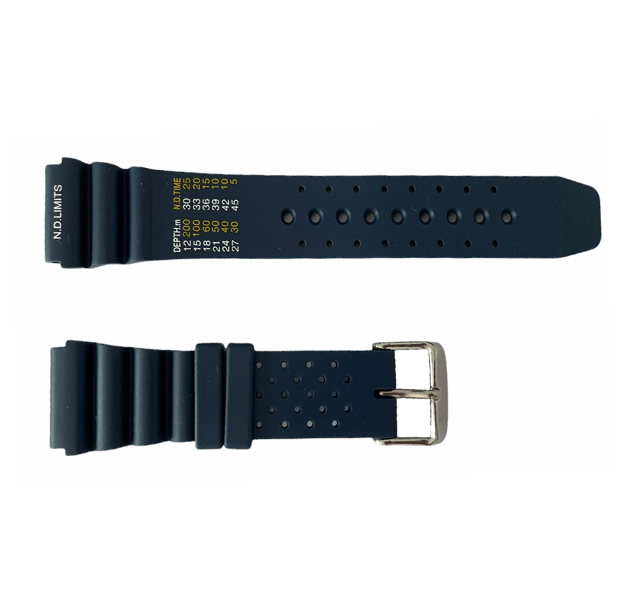 Blauer Gummibettleriemen mit Dekompressionsplatte und Edelstahlverschluss – 20 mm, 22 mm