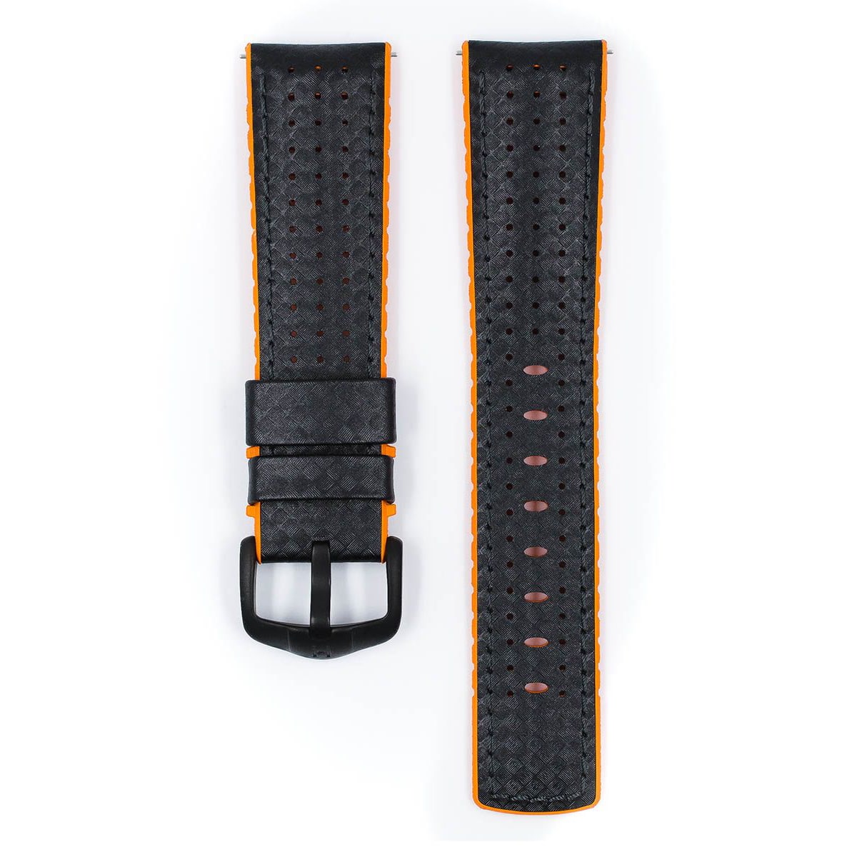 Hirsch Ayrton L schwarf und orange Lederarmband 20 mm 0917692050-5-20 - Image 2
