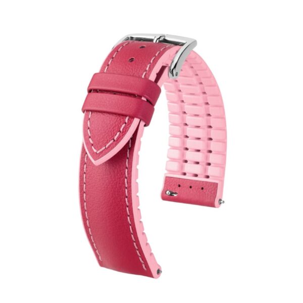 Hirsch LINDSEY pink, rosé Damen Leder & Gummie Armband 20mm 0922202125-2-20