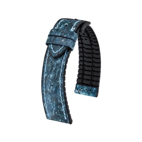 Hirsch Stone L blaue Lederarmband, 21 mm, 0925044080-5-21