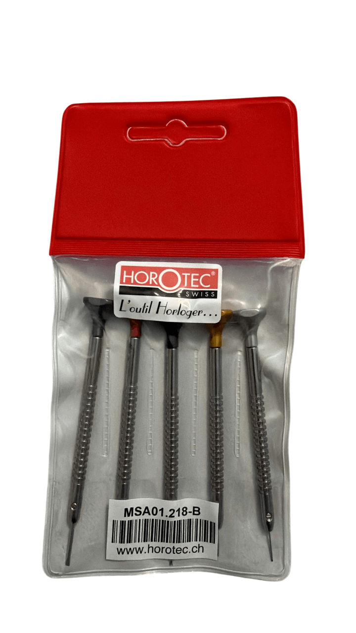 Horotec MSA01.218-B Sortiment von 5 Uhrmacher-Schraubendrehern, 0,60 bis 1,40 mm, alte Referenz MSA01.201-B