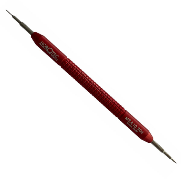 Horotec MSA 10.309 Federaufnahmetool für Armbandwechsel mit rot eloxiertem Aluminiumgriff