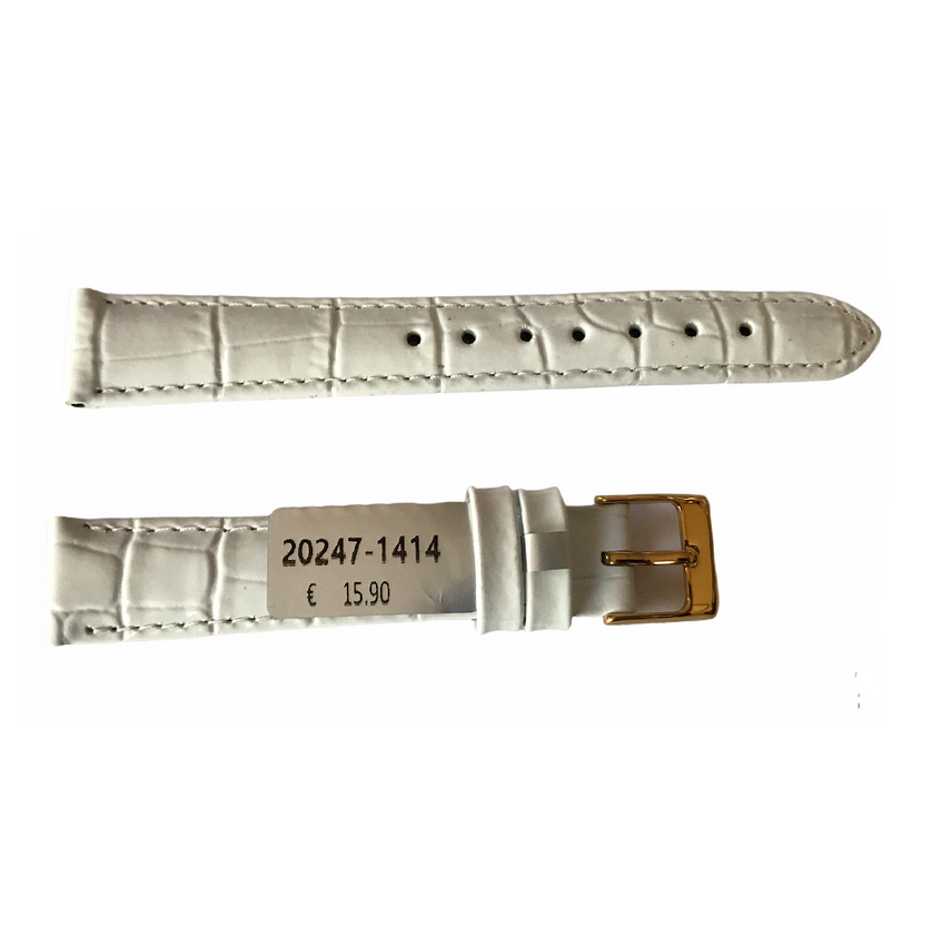 Louisiana Croco White Lederarmband für Damen Uhren 14mm