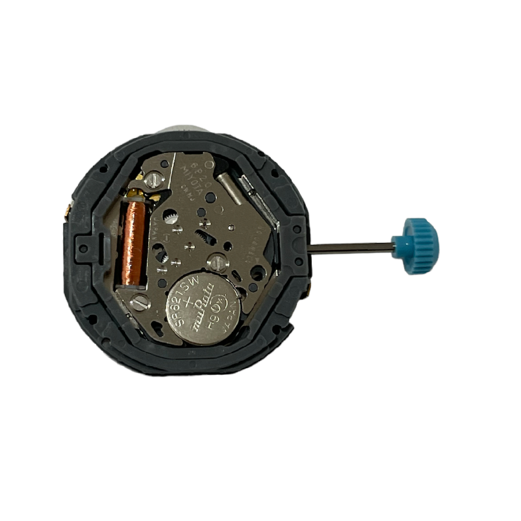 Miyota 6P20 (Citizen 6320) 10 1/2''' 3 Indikatoren (3 - 6 - 9) Mondphasen-Quarzzuhrwerk mit Winfeldurchzug und Batterie