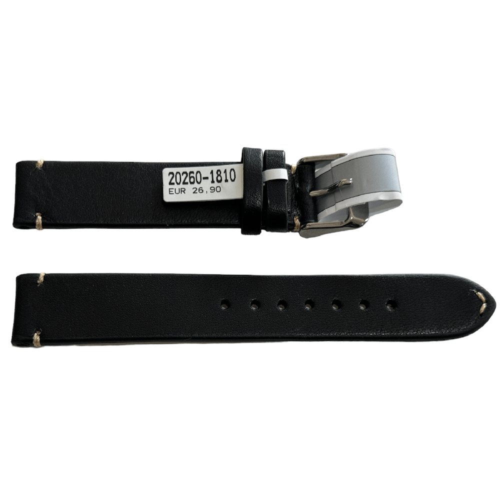 Mokka schwarzes Lederarmband mit Naht 18 mm