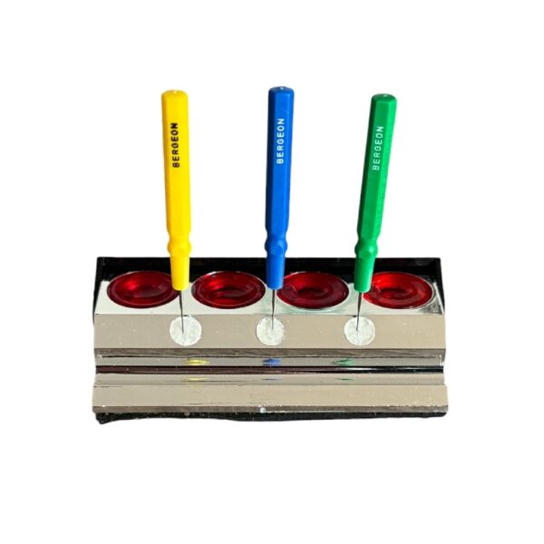 Ölblock-Ständer Chrome Plattiert mit Vier Messbecher – Werkzeug für Uhren