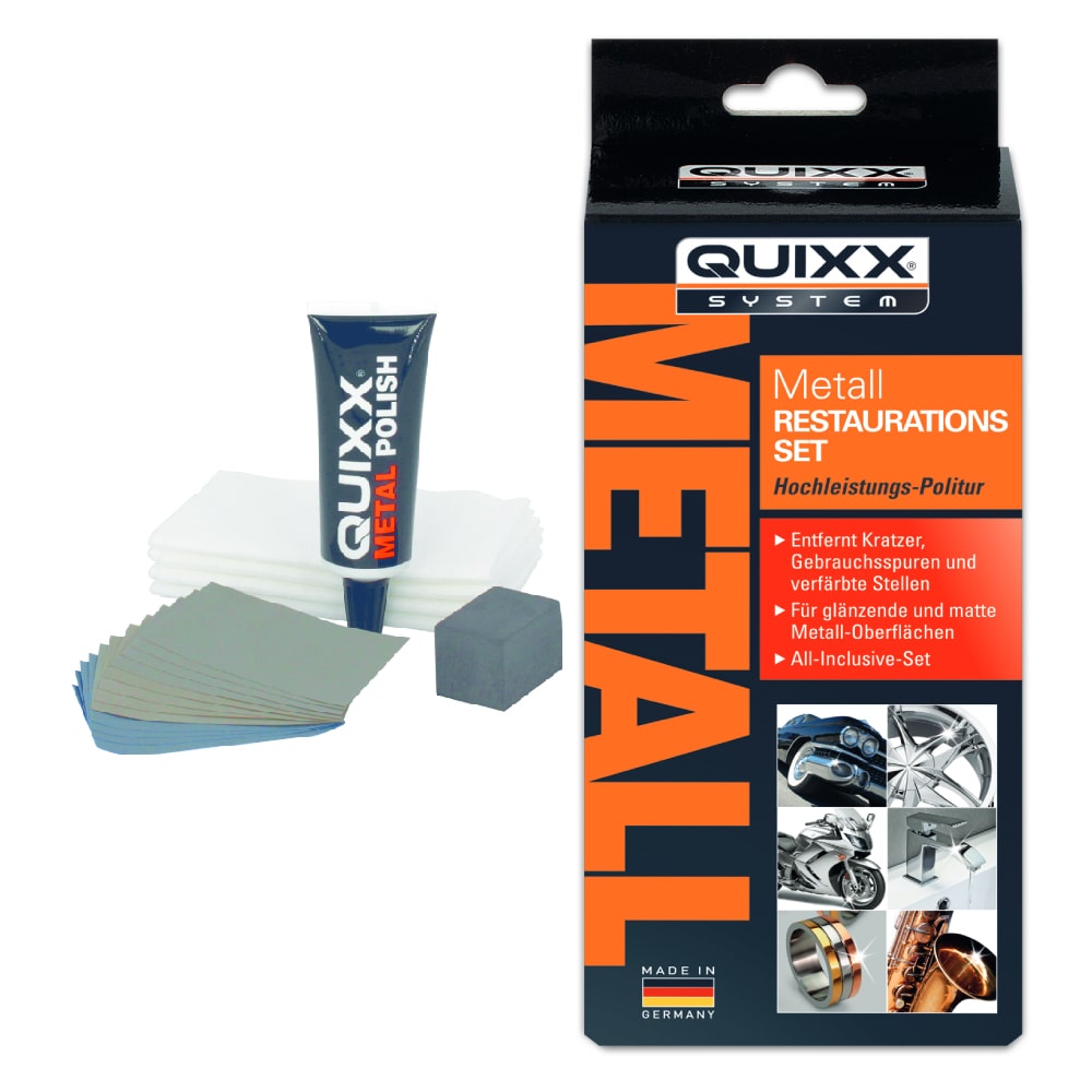 QUIXX Metallrestaurierungsset mit Politur und Schleifpapier