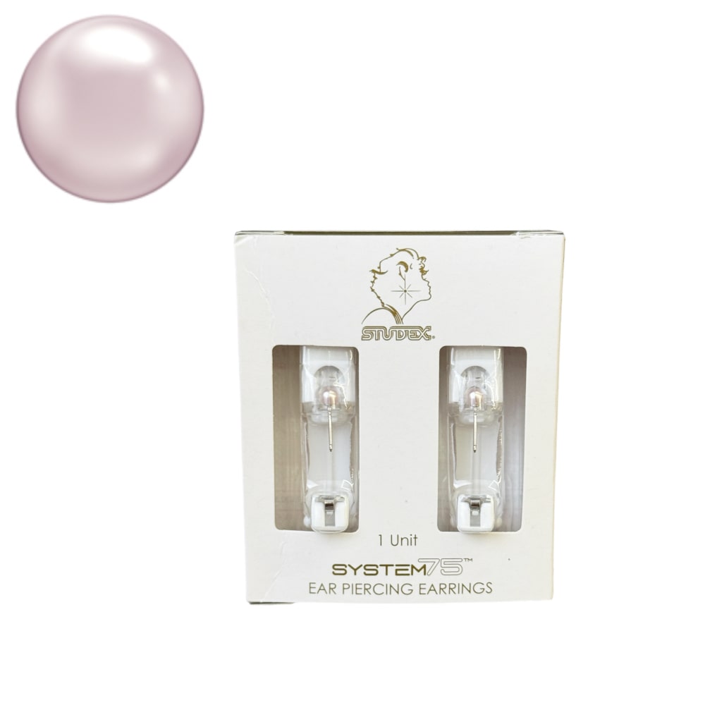 Studex 14k Weißes Solide Gold Ohrringe mit Perle Rosa, 4mm, 7514-4674P