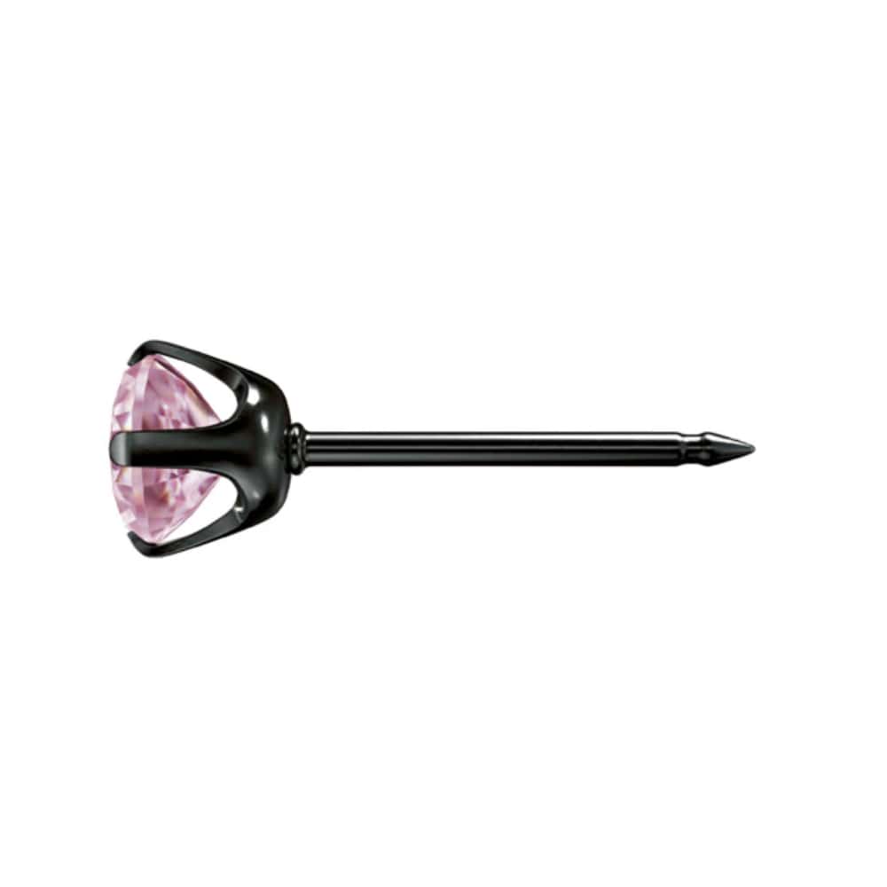 Studex Schwarzer Stahl Ohrringe mit Rosa Zirkonia, 4mm, 7517-0150 - Image 3