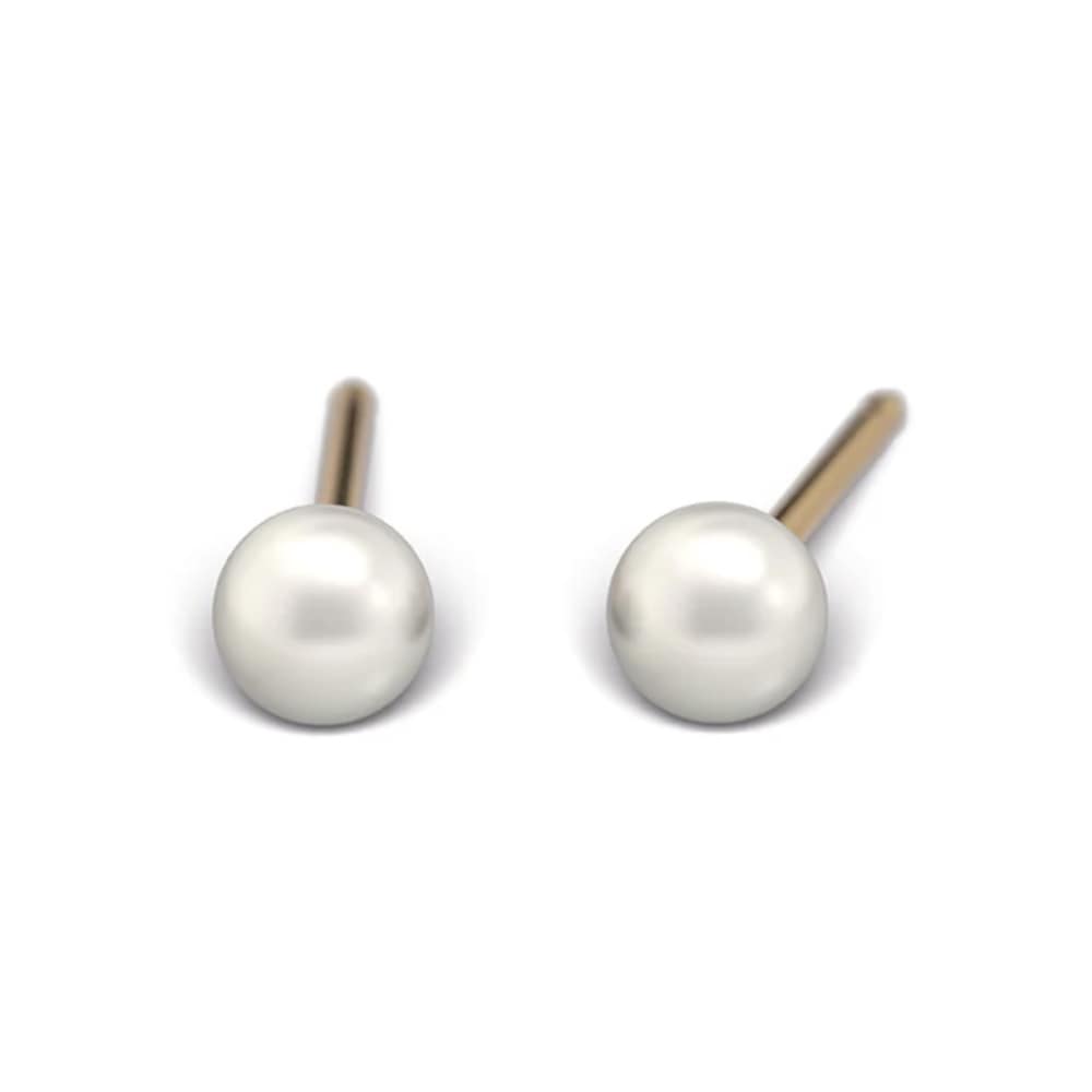 Studex Gold-Plattierte Ohrringe mit Weißer Perle, 3mm 7531-0673