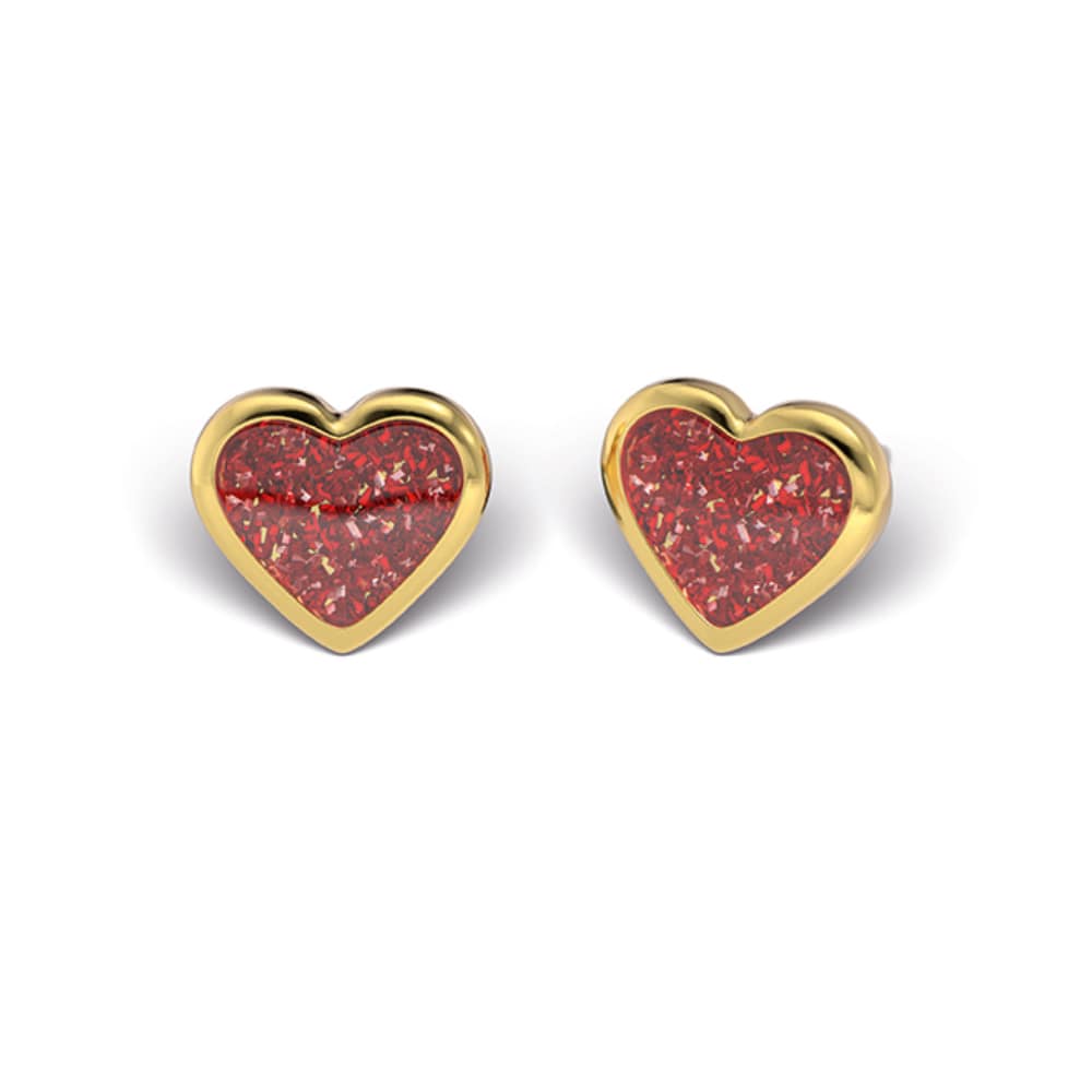 Studex Gold-Plattierte Herz - Glitter Rot Ohrringe, 5mm, 7523-3567