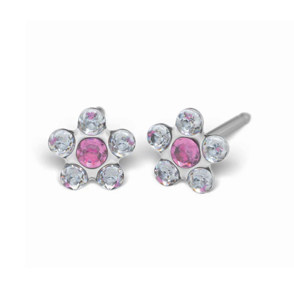 Studex Stahl April Kristall & Oktober Rose Ohrringe, 5mm, 7512-6410