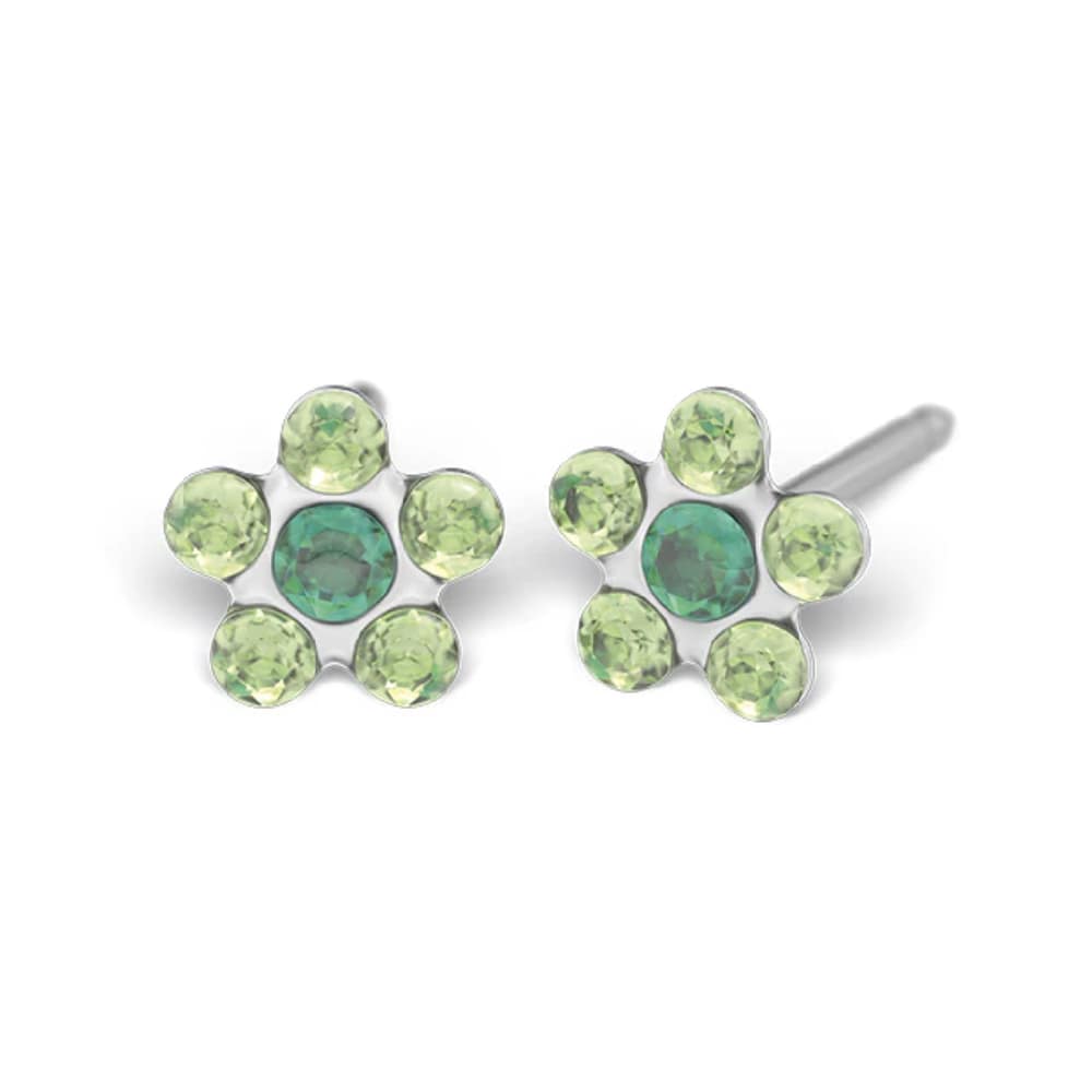 Studex Steel Blume mit August Peridot & Mai-Smaragd Ohrringe, 5mm, 7512-6085