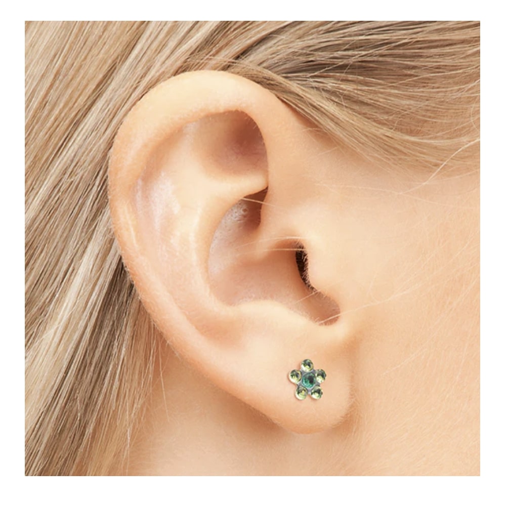 Studex Steel Blume mit August Peridot & Mai-Smaragd Ohrringe, 5mm, 7512-6085 - Image 4