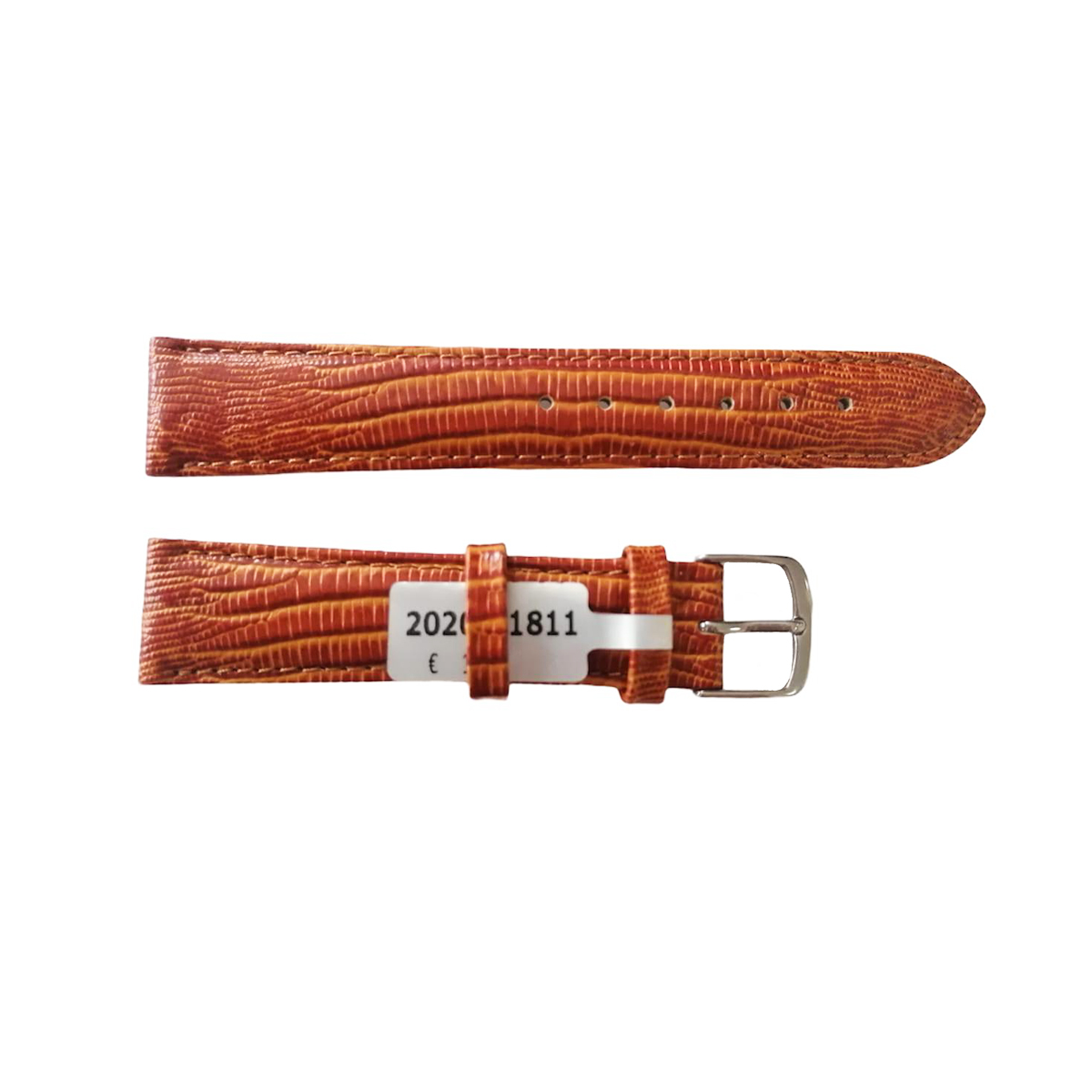 Bonflair Teju Lizard Lederarmband mit 18 mm Silbertone-Faltschließe in golden-brauner Farbe