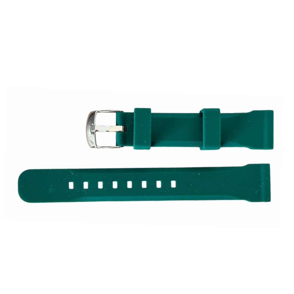 Buzzufy Silikonarmbanduhr, Dunkelgrün, 18mm mit Edelstahl-Halterung
