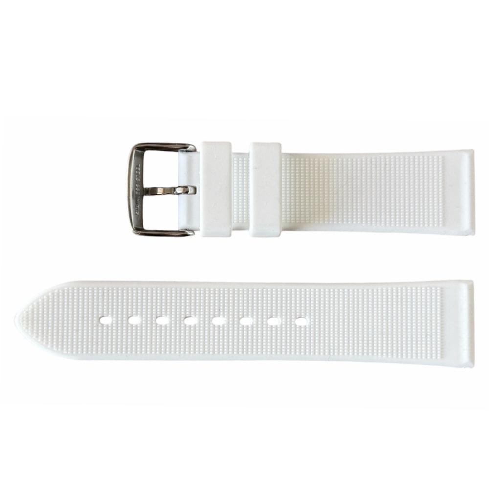 Buzzufy Silikonarmbanduhr, Weiß, 22mm mit Edelstahl-Faltschließe - Image 2