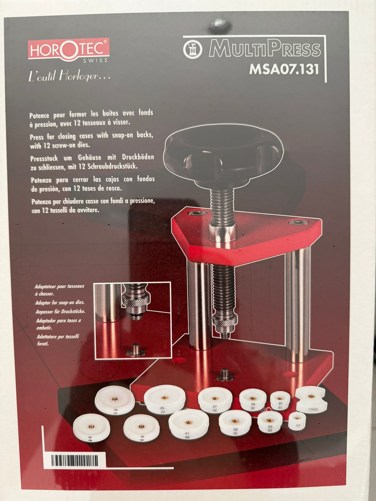 Horotec MSA07 131 Case Closer Big-Press XL 12 Gewindeschieber für Uhren
