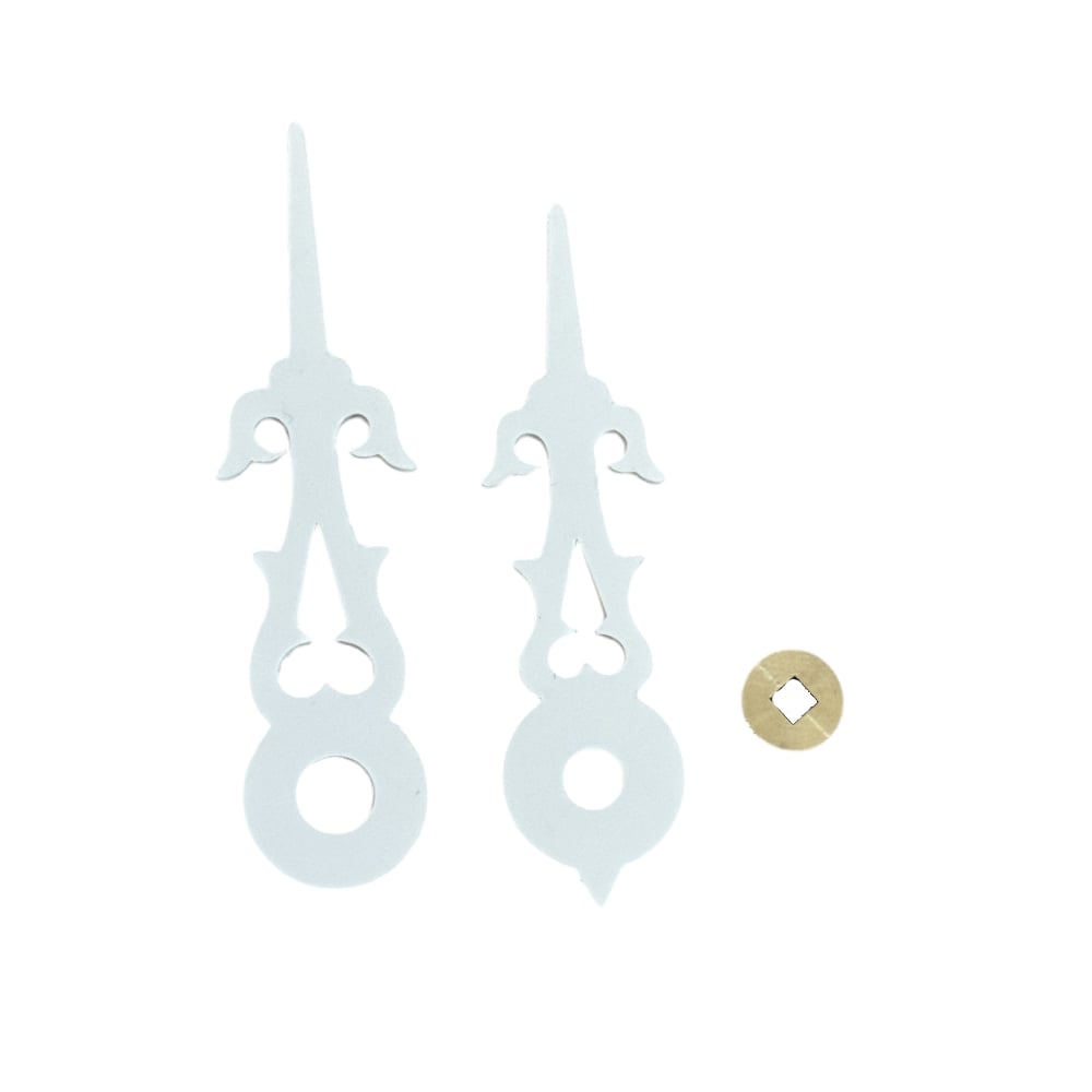 Set von Zeigern für Cuckoo Uhren – 42 mm, Weiß, mit Messingbuchsen