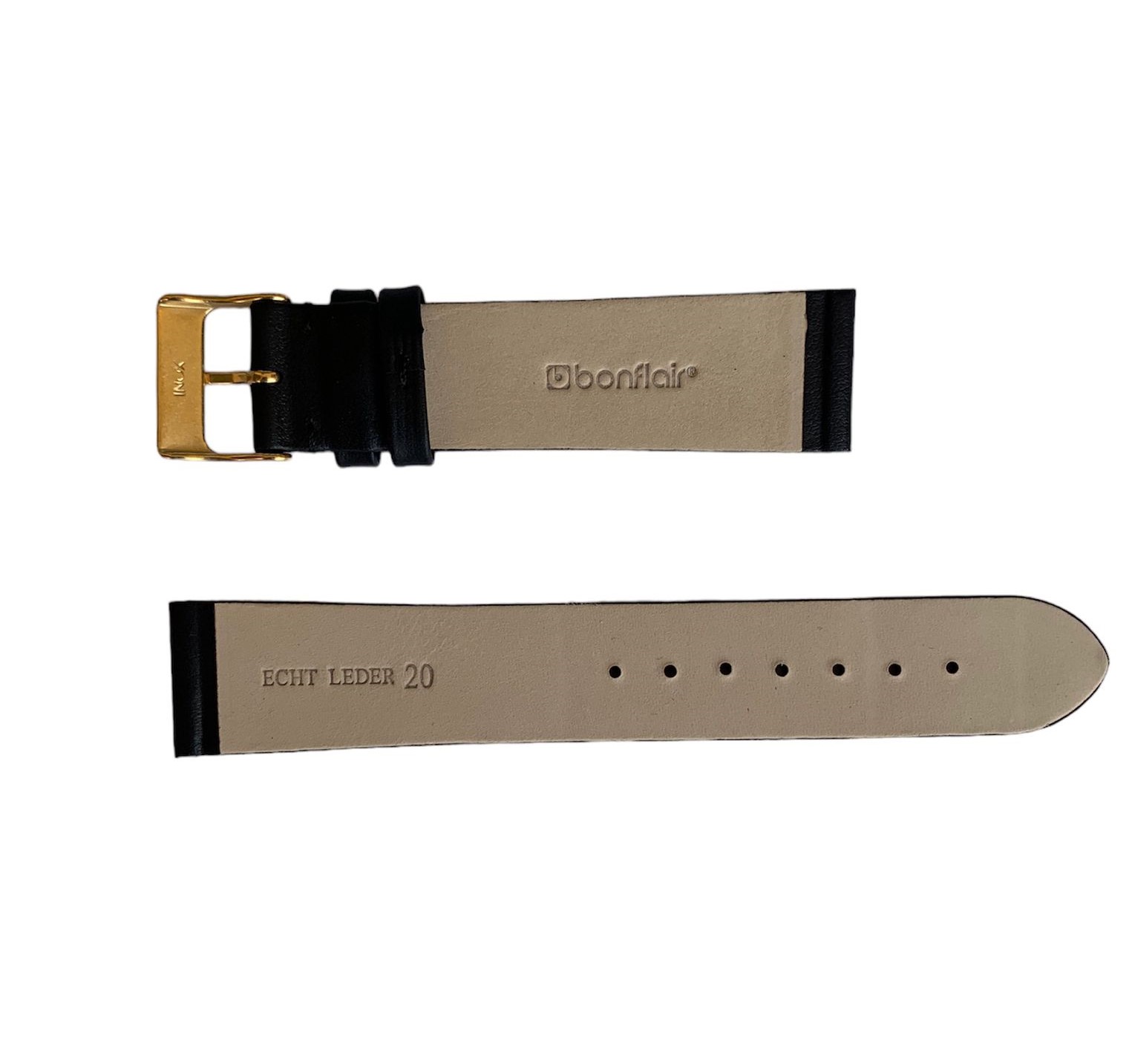 Wasserdichter schwarzer glatter Lederarmband für Uhr mit Goldhülse 20mm - Image 2