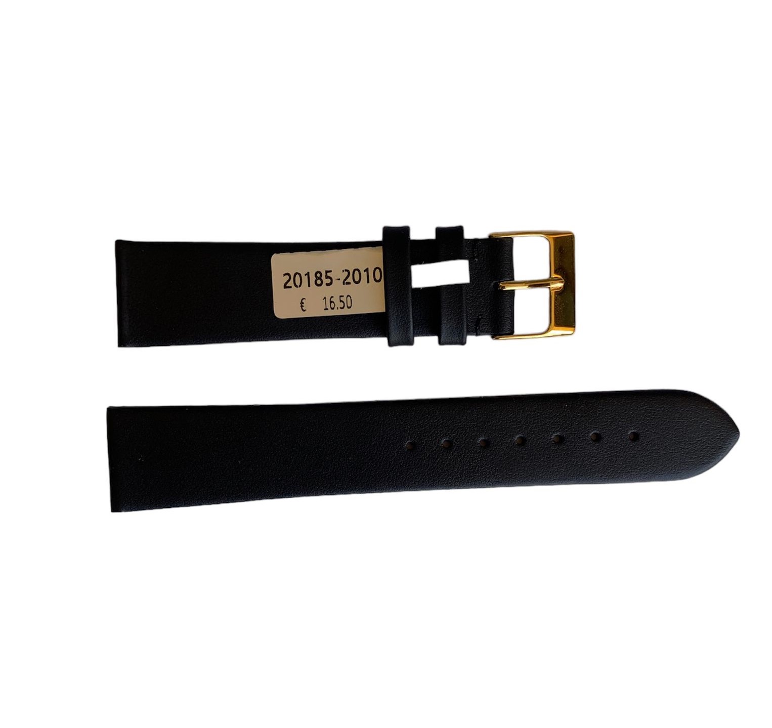 Wasserdichter schwarzer glatter Lederarmband für Uhr mit Goldhülse 20mm