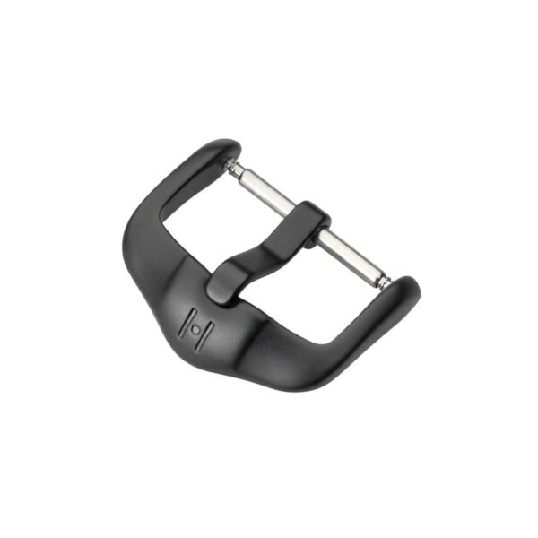 Hirsch Active schwarze matte Edelstahl-Schließe für Uhrenarmband 18 mm