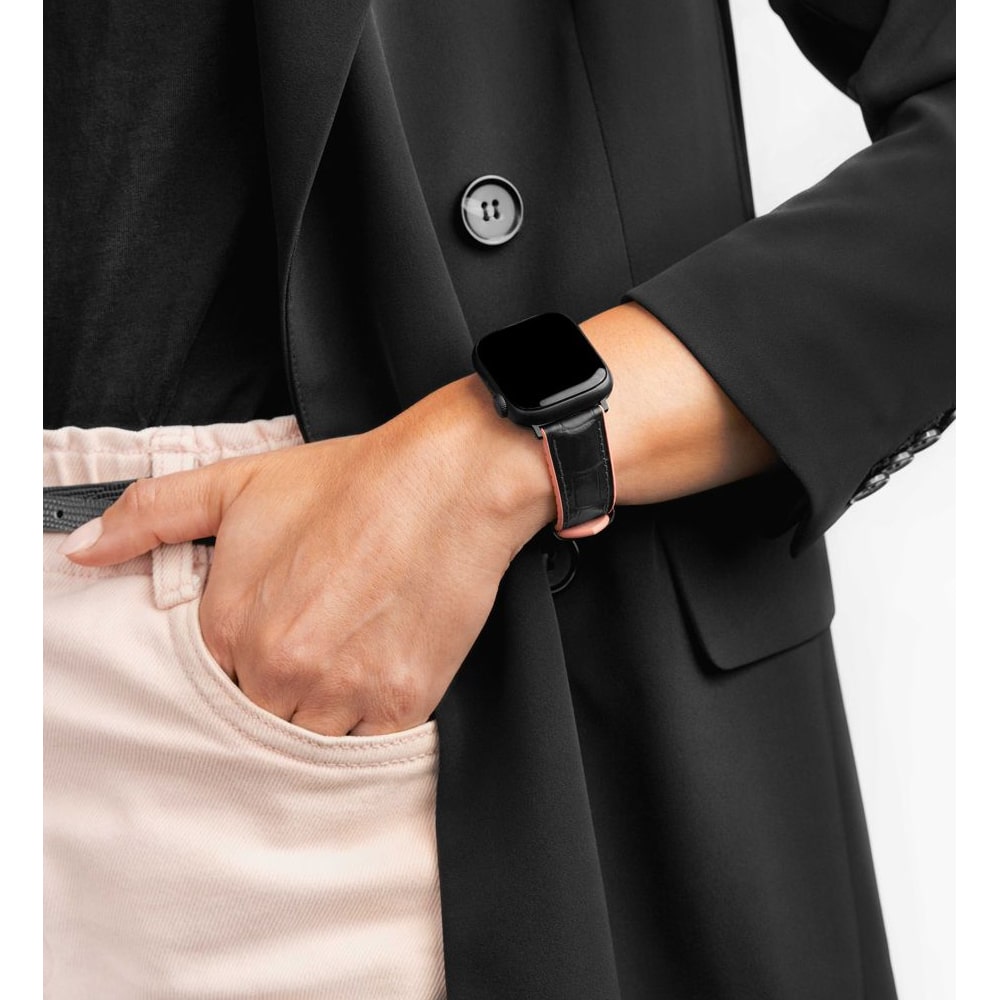 Hirsch Andy M Schwarz mit pinker Kalbslederarmband, 20 mm, 0922328150-2-20 - Image 5