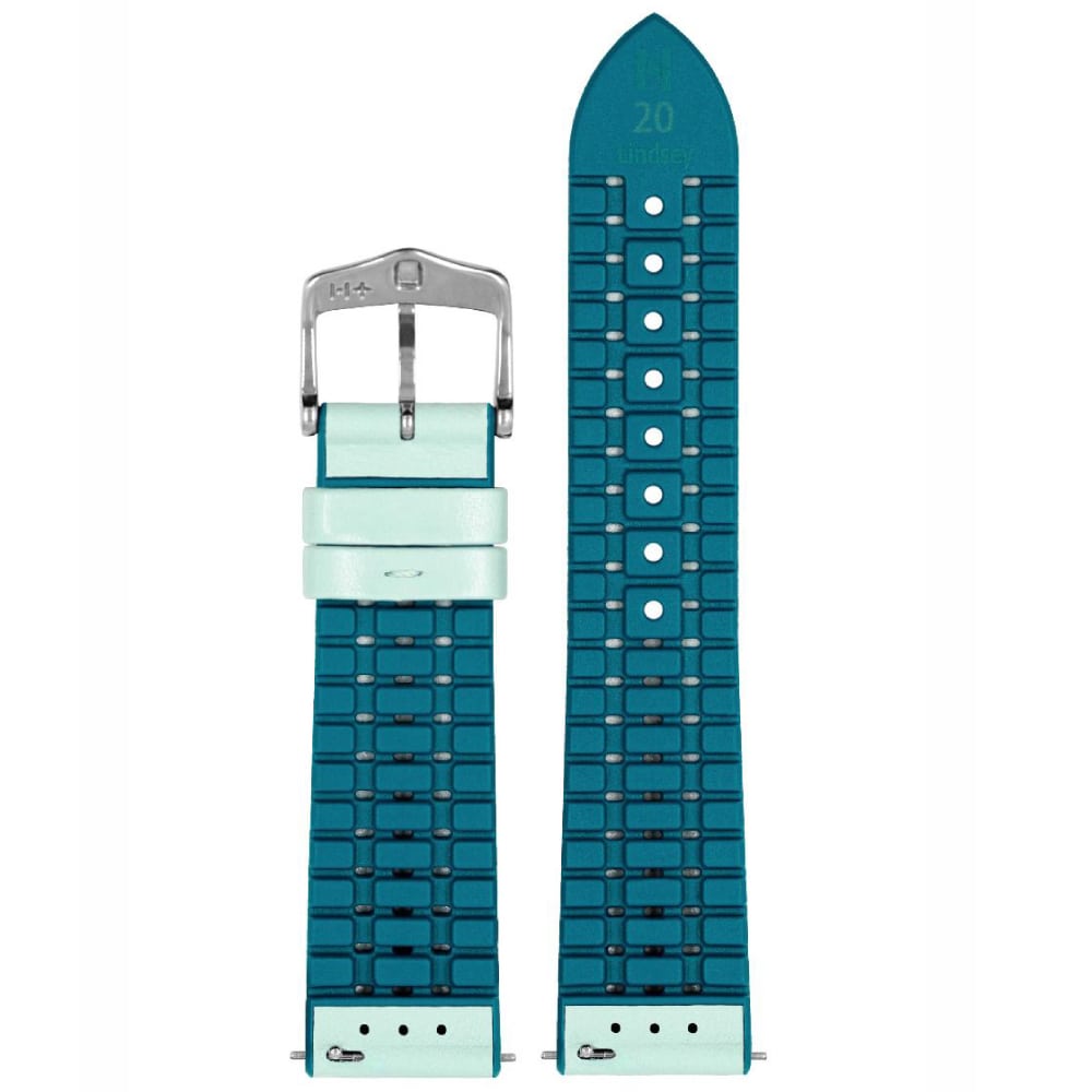 Hirsch LINDSEY Hellblau, Tiffany Leder & Gummi Armband 20mm 0928302181-2-20 - Image 2