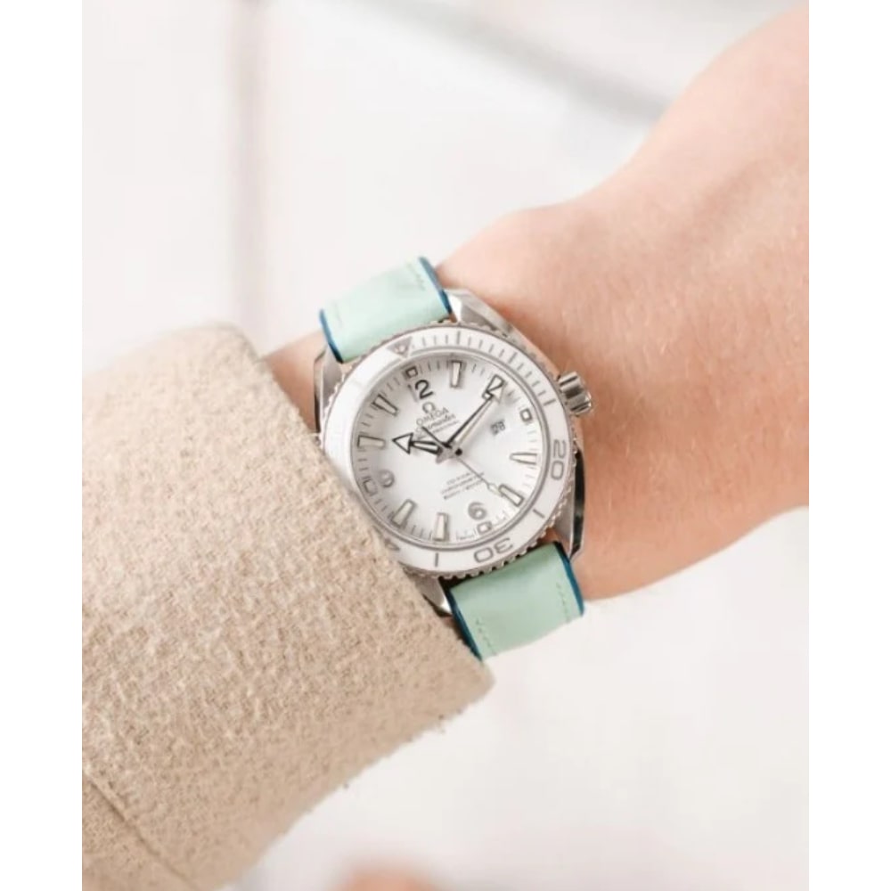 Hirsch LINDSEY Hellblau, Tiffany Leder & Gummi Armband 20mm 0928302181-2-20 - Image 5