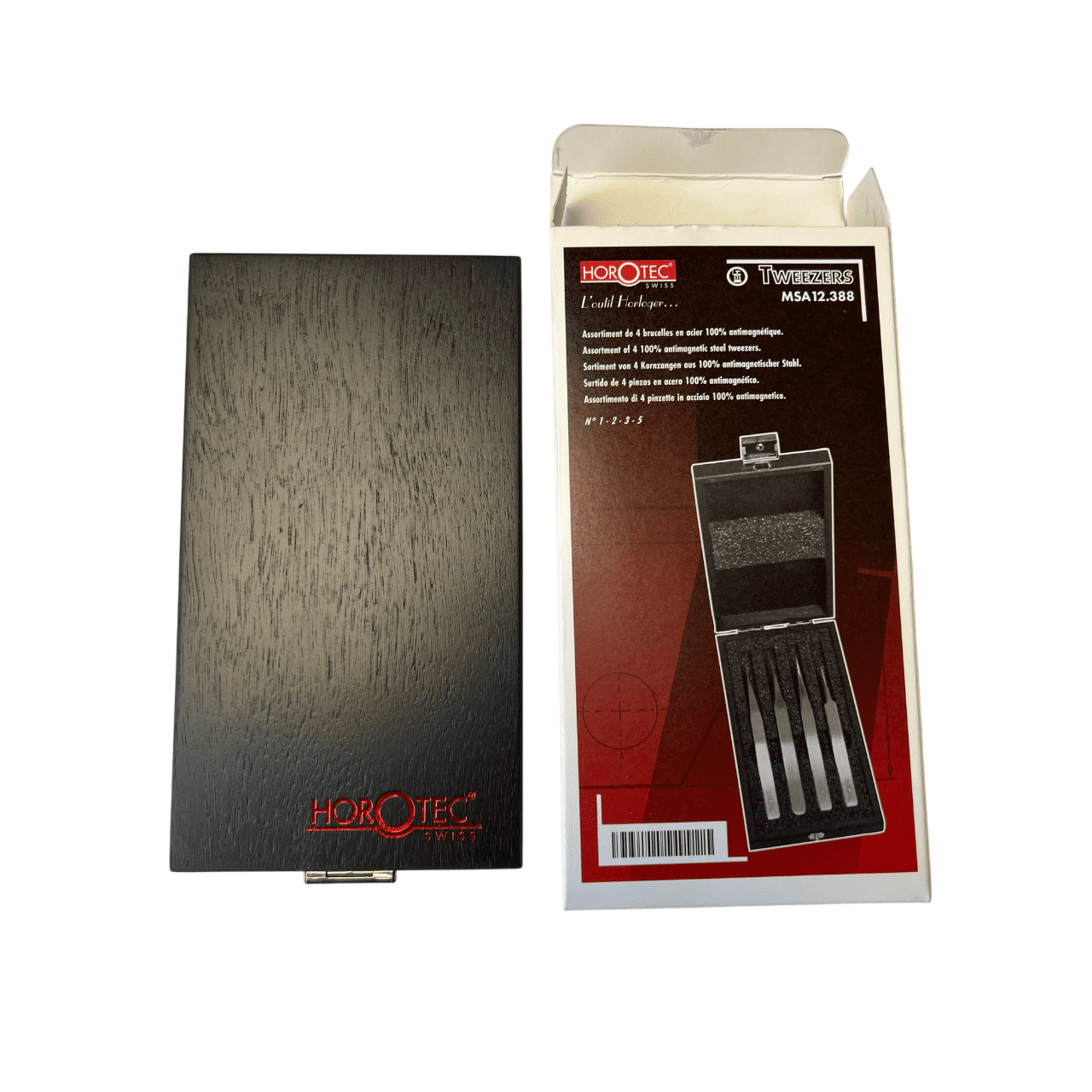 Horotec MSA12.388 Antimagnetische Pinzette Set Nr. 1 2 3 5 904L Stahl Holzkasten - Image 5