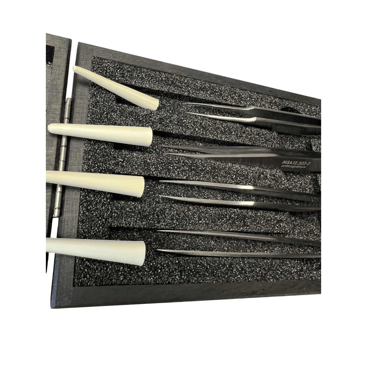 Horotec MSA12.388 Antimagnetische Pinzette Set Nr. 1 2 3 5 904L Stahl Holzkasten - Image 10