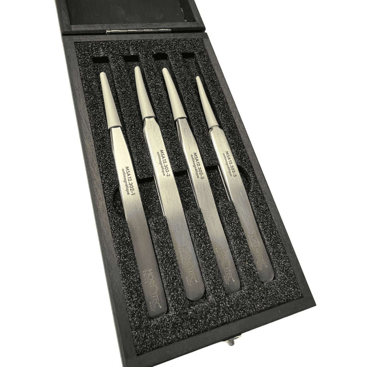 Horotec MSA12.388 Antimagnetische Pinzette Set Nr. 1 2 3 5 904L Stahl Holzkasten - Image 8