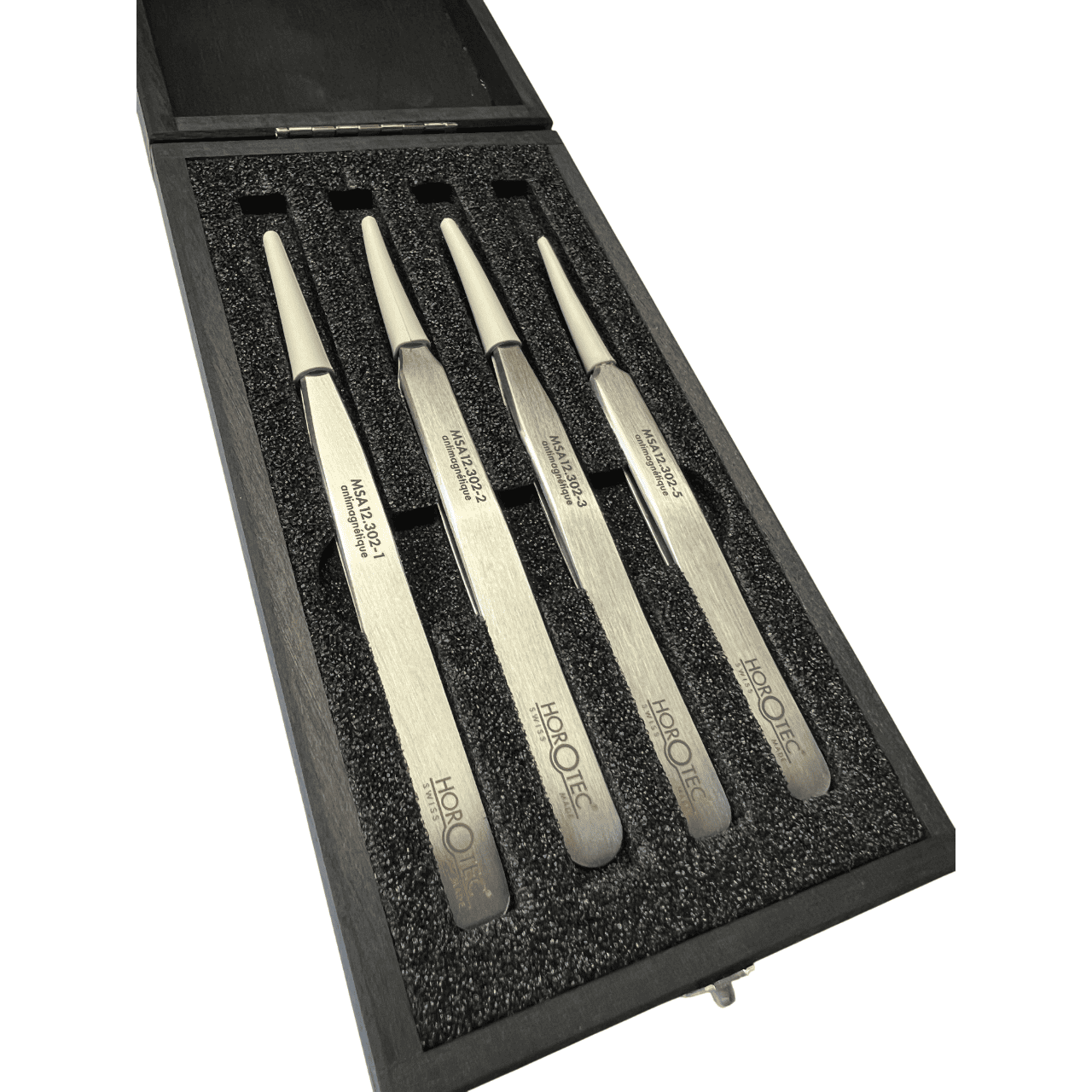 Horotec MSA12.388 Antimagnetische Pinzette Set Nr. 1 2 3 5 904L Stahl Holzkasten - Image 7