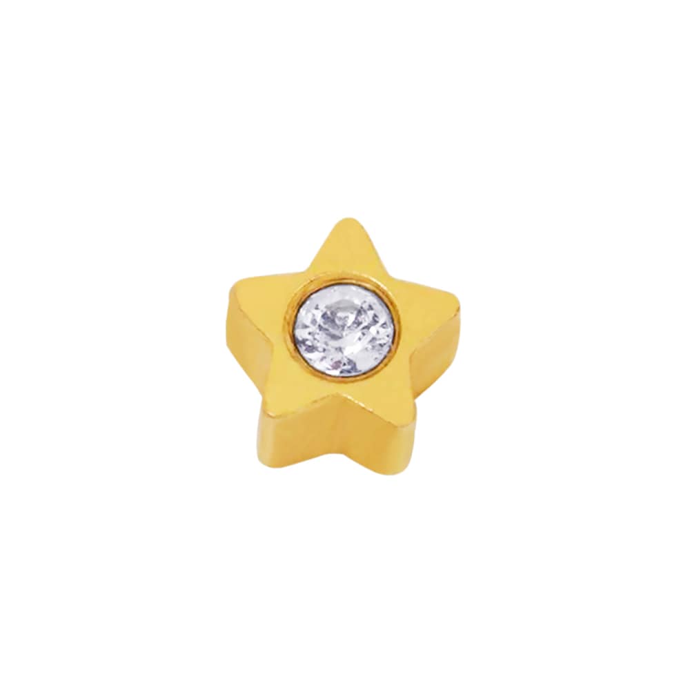 Inverness 24K Gold Plated 2mm Sterne mit Steinen Piercing Ohrringe 24C - Image 2