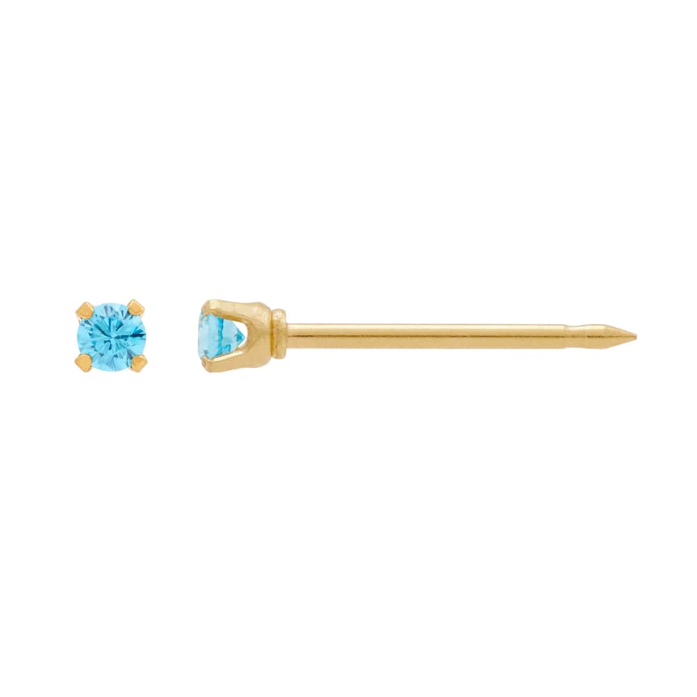 Inverness Medical Gold Plattierte 2mm, Blue Topas Ohrringe 1063C - Image 4