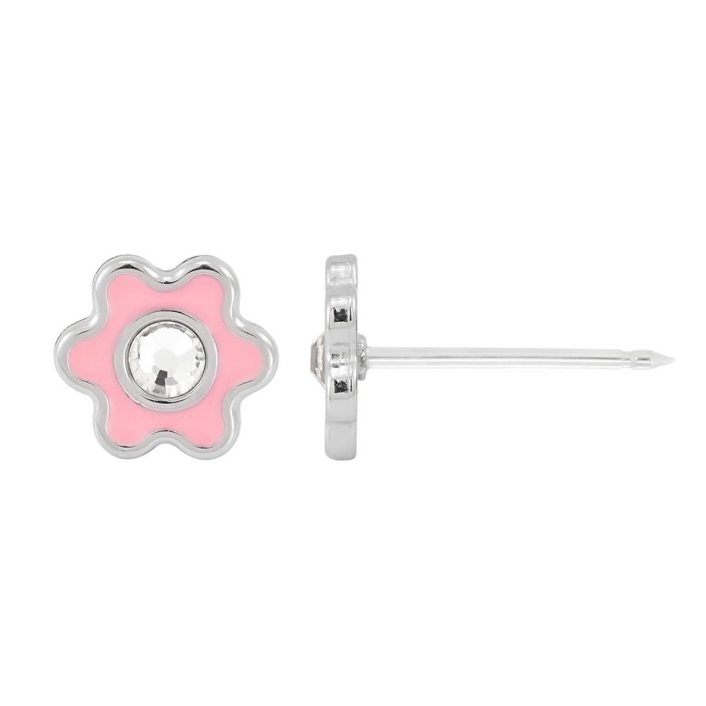 Inverness Medical Edelstahl 6mm Blumenrosa mit Kristallpiercing Ohrringe 009C - Image 2