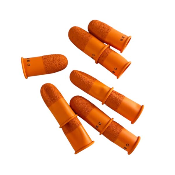 Buzzufy Leder- und Gummifingerhandschuhe Größe A, Groß, Antibakteriell, 0,52 mm, 10 Stück pro Packung