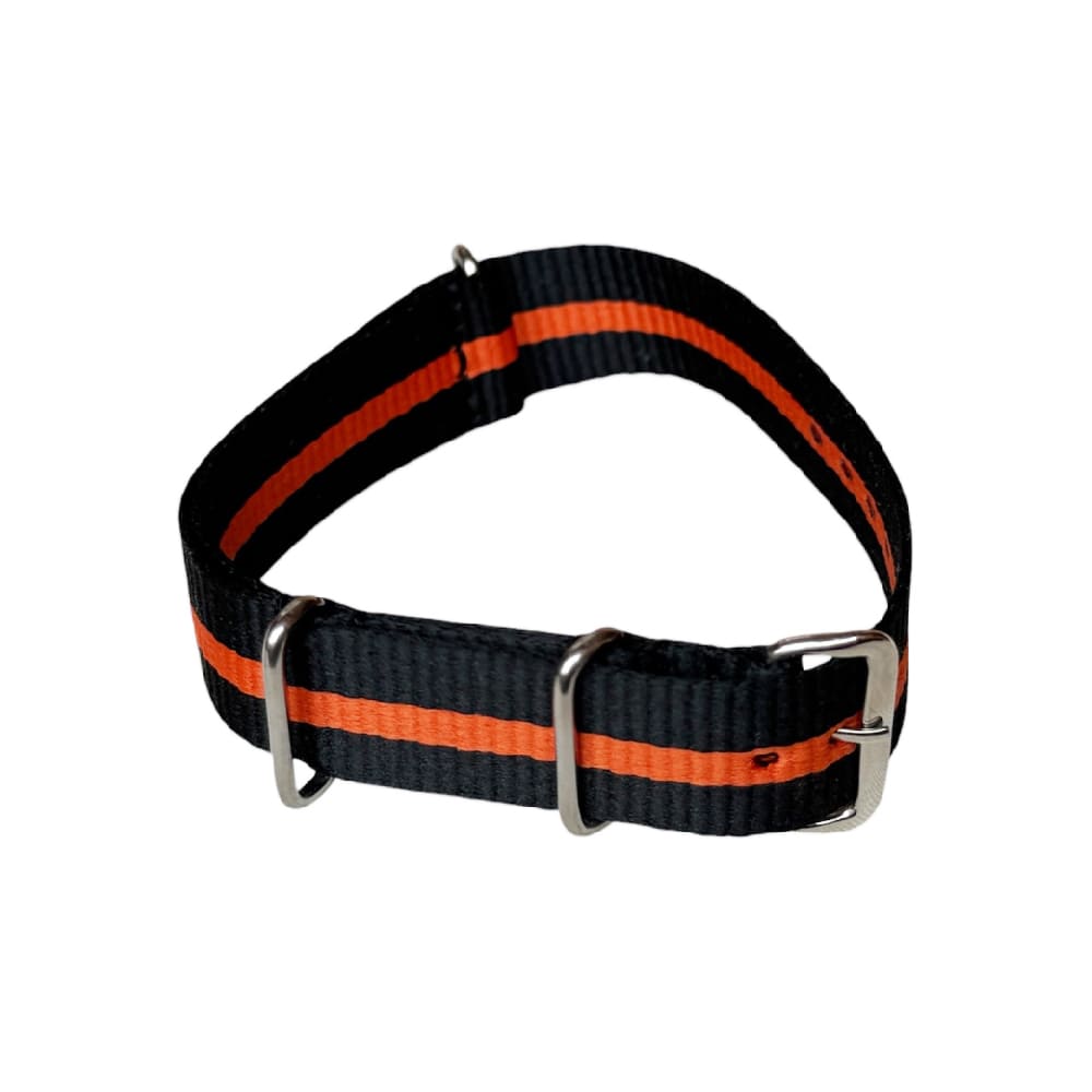 Nylon NATO-Strap Schwarz mit Orangefarbenem Band, 18mm