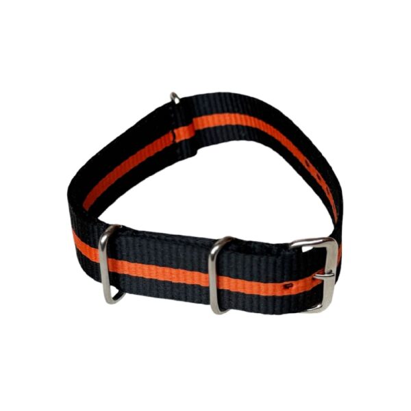 Nylon NATO-Strap Schwarz mit Orangefarbenem Band, 22mm