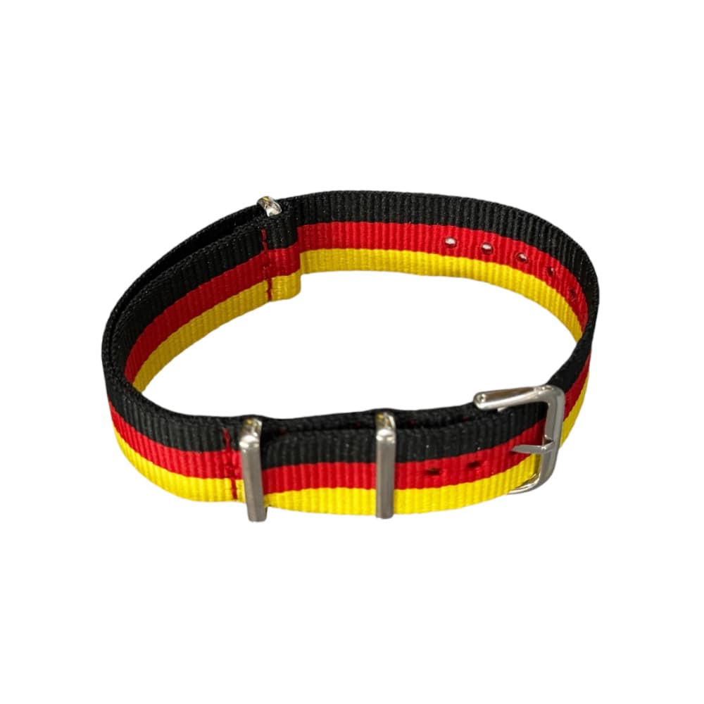 Nylon NATO-Strap in Schwarz, Rot und Gelb, 20mm