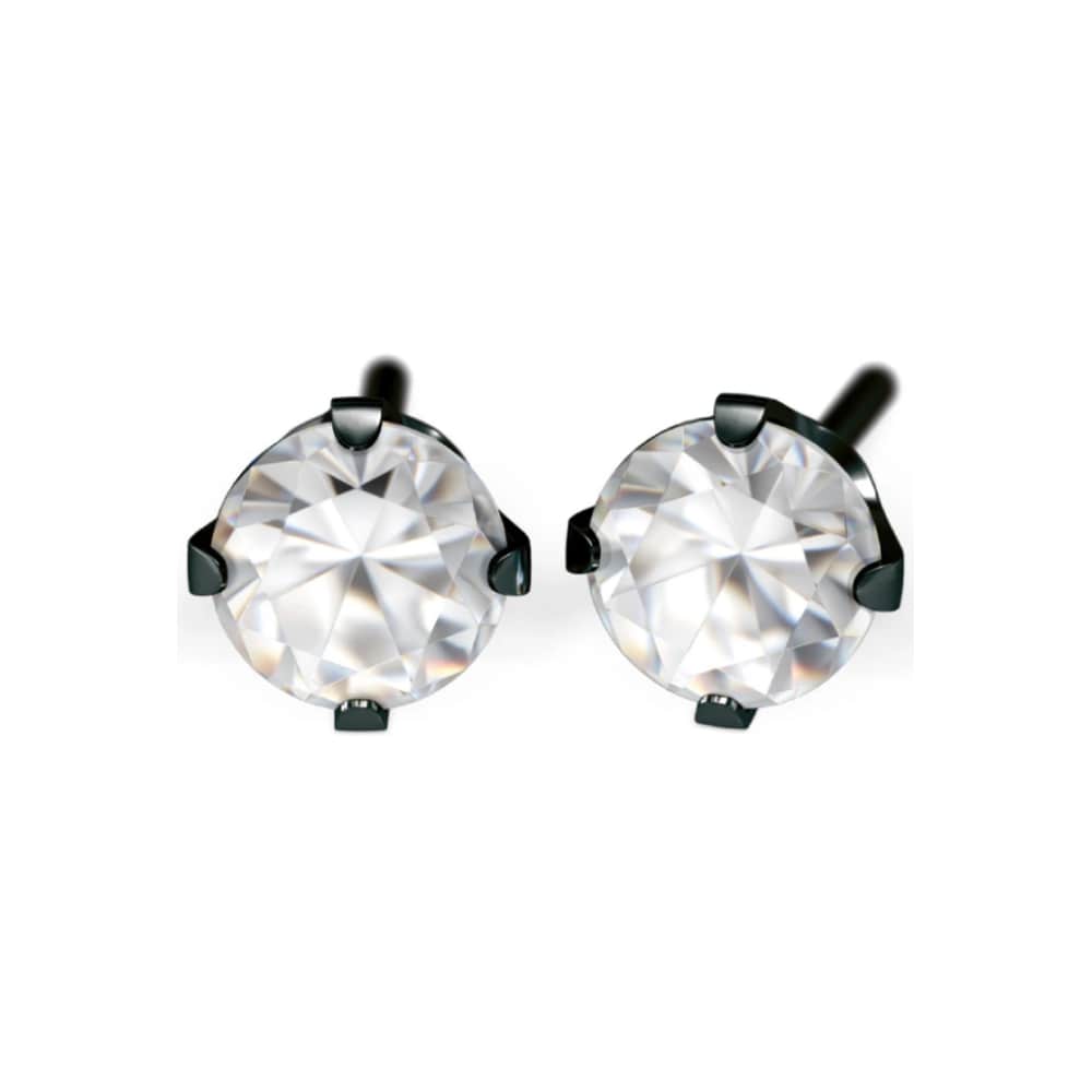 Studex Schwarzer Stahl Ohrringe mit weißem Zirkonia, 4mm, 7517-0100