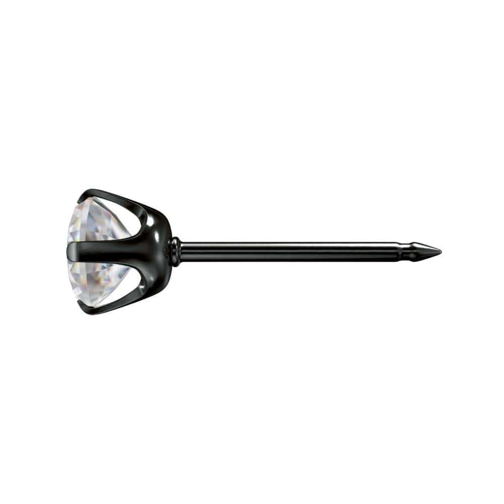 Studex Schwarzer Stahl Ohrringe mit weißem Zirkonia, 4mm, 7517-0100 - Image 2