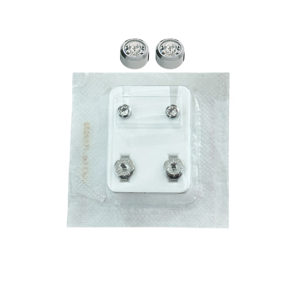 Studex Kinder Ovale Ohrringe mit Weißen Steinen, 3,95 mm