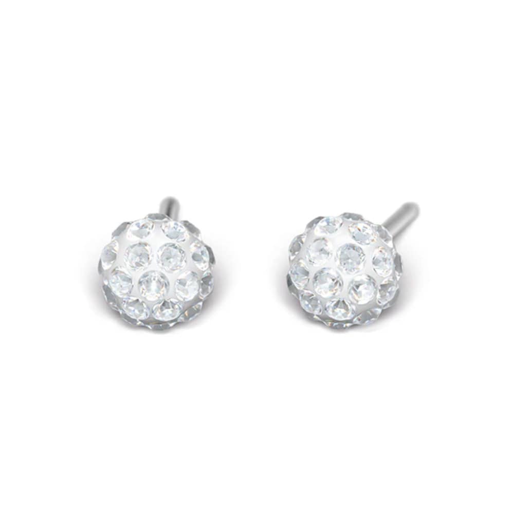Studex Silver (Stahl) Schneeball/Feuerball Ohrringe mit Zirkonia, 4,5mm, 7522-0304
