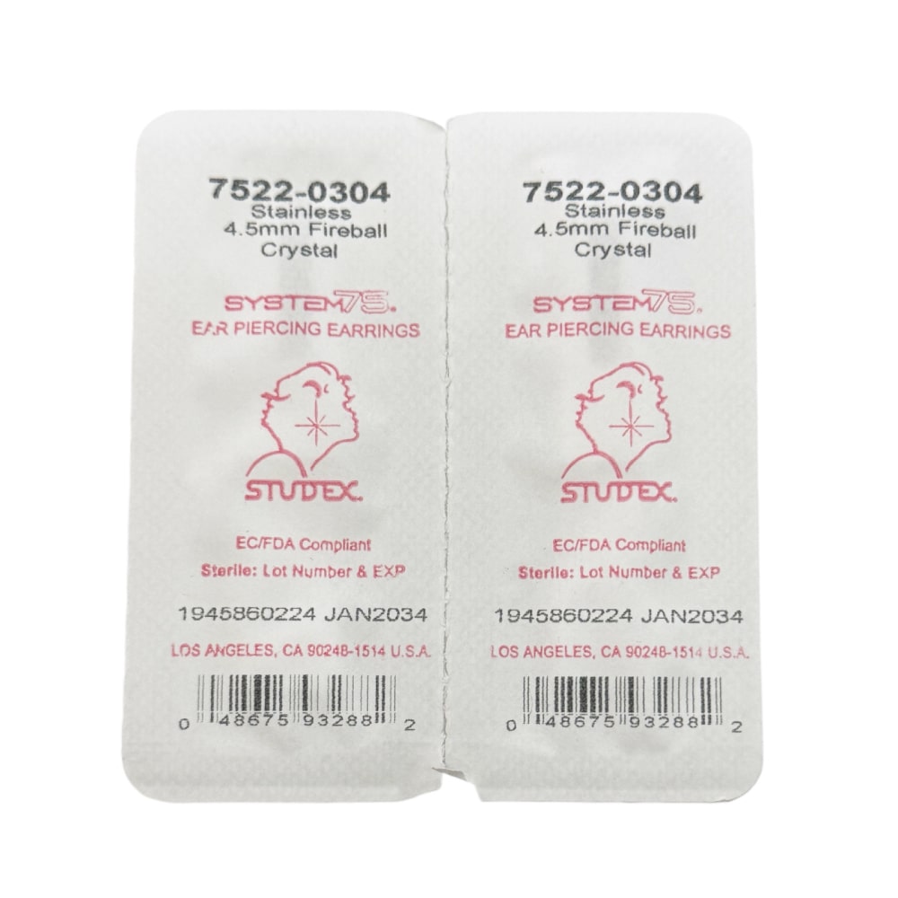 Studex Silver (Stahl) Schneeball/Feuerball Ohrringe mit Zirkonia, 4,5mm, 7522-0304 - Image 3
