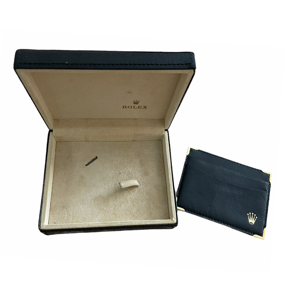 Vintage Rolex Cellini Schwarzes Lederbox mit Kartenhalter 49.00.71